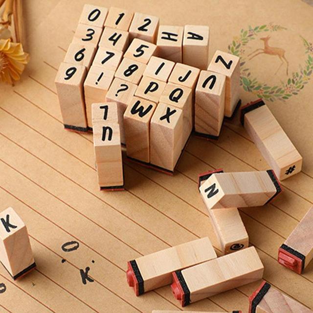 40Pcs Alphabet Stamps Set Wood Rubber Stamp Letters And Number